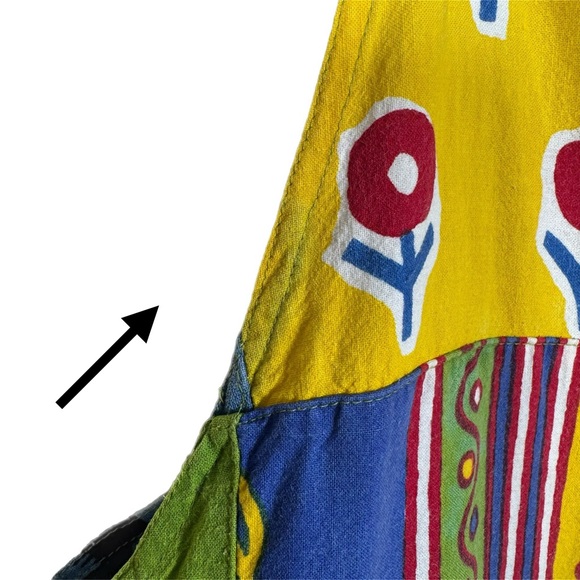 Sacred Threads Vintage Patchwork Overalls Romper M Cottagecore Hippie Boho - Picture 9 of 14